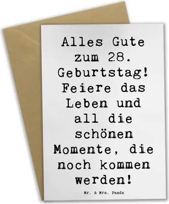 Produktbild von Mr. & Mrs. Panda jubiläumskarte Spruch 28. Geburtstag - Weiß - Geschenk, Liebevoll, Geburtstagsspruch 28 Jahre, Grußkarte, hochzeitskarten, Happy Birthday, Freude, feiern