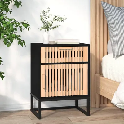 Immagine prodotto di vidaXL Comodino Nero 40x30x55,5 cm MDF e ferro