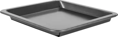 A square baking pan is shown from a slightly elevated angle against a white background.
