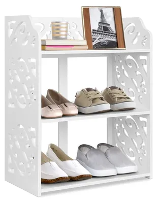 3-stufiges Schuhregal, weiß, modern, stapelbar, 40x23x51 cm
