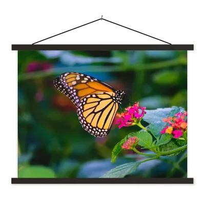 Produktbild von MuchoWow® Textilposter Schmetterlinge - Blume - Natur 60x45 cm mit schwarzem Rahmen - Poster Schlafzimmer