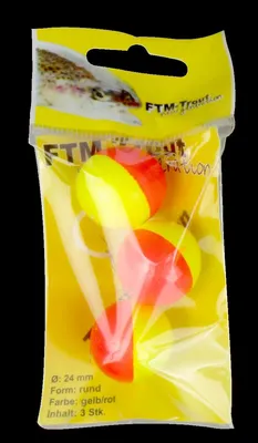 Produktbild von FTM Trout Piloten rund orange/gelb - 3 Pilotposen, Durchmesser:24mm