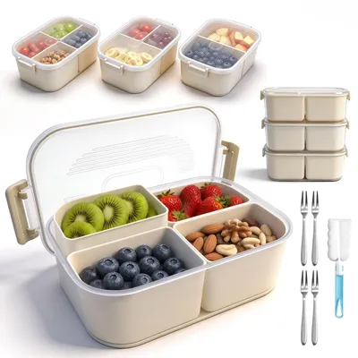 Snackbox mit 6 Fächern, 2 Liter, stapelbar, mikrowellengeeignet