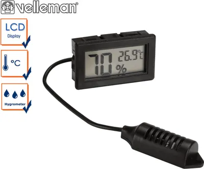 Produktbild von Velleman Digitales Einbau Thermometer/Hygrometer, großes Display, ABS-Gehäuse, Messbereich -50 °C