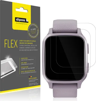 Produktbild von 2x Schutzfolie für Garmin Venu Sq Folie, 100% Displayabdeckung, dipos Flex