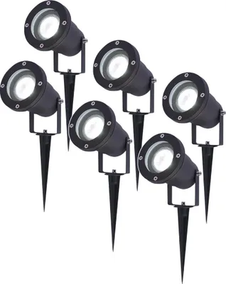 Image de HOFTRONIC - Spot à piquet LED extérieur 4W 345lm 6500K IP65 Noir 6 pièces