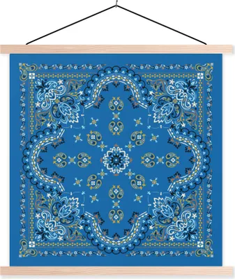 Produktbild von MuchoWow® Textilposter Mandala - Muster - Blau 40x40 cm mit holzfarbenen Rahmen - Posterleiste
