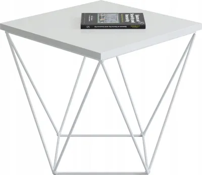 Productafbeelding van Stalen koffietafel, vierkant, industriële loftstijl, wit + glanzend wit
