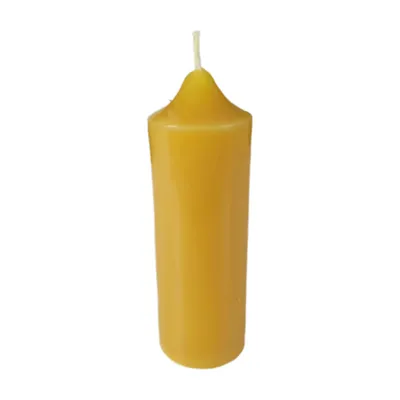 Zdjęcie produktu dla Świeca z wosku pszczelego, w kształcie stożka, z szpiczastym wierzchołkiem, o wymiarach 12 x 4 cm, wykonana ręcznie z czystego wosku pszczelego