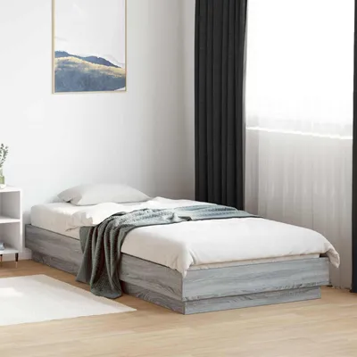Zdjęcie produktu dla Maison Exclusive - Rama łóżka z podświetleniem LED, kolor Sonoma (szary), wymiary 80 x 200 cm, materiał: płyta wiórowa