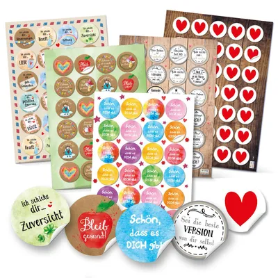 Produktbild von Sticker SET - 131 bunte Geschenkaufkleber zu Liebe Freundschaft Gesundheit Zuversicht
