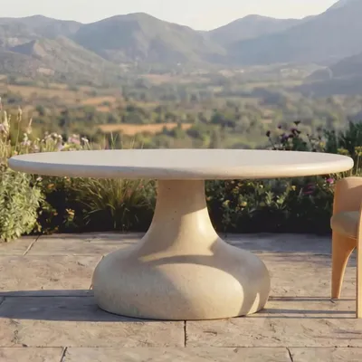 Produktbild von Casa Padrino Luxus Garten Esstisch Matt Beige Ø 180 cm - Luxus Garten Möbel