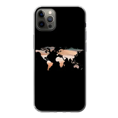Produktbild von MuchoWow® Handyhülle Schutzhülle Hülle für iPhone 12 Pro Max Weltkarte - Farbe - Schwarz Silikon Softcase Handy Hülle - Hartschale
