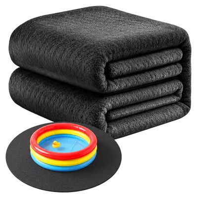 Produktbild von Relaxdays Poolunterlage, Ø 4 m Filzmatte, Pool Bodenschutz, rutschhemmend, zuschneidbar, langlebig, Poolmatte, schwarz