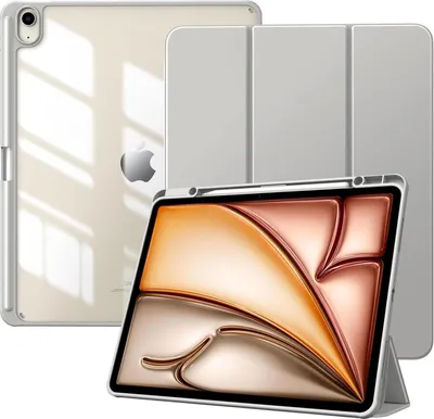 Image de Timovo Housse pour iPad Air 13 pouces 2024 avec porte-stylo et support gris clair