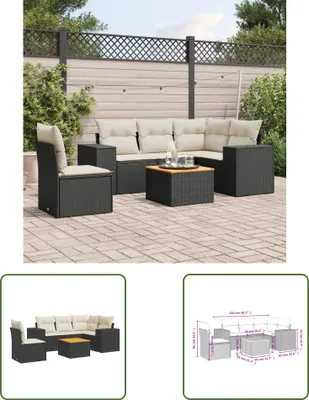 Produktbild von The Living Store 6-tlg. Garten-Sofagarnitur mit Kissen Schwarz Poly Rattan
