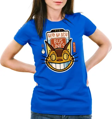 Produktbild von style3 Katzenbuslinie Damen T-Shirt totoro anime nachbar, Farbe:Blau, Größe:S