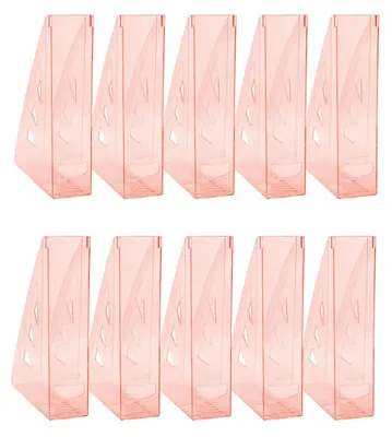 Productafbeelding van KANTORARTIKELEN: Standaard documentenhouder, modern design, 10 stuks, formaat A4, kleur: rood, transparant