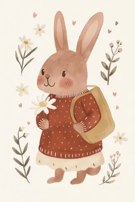 Image de Affiche 20 x 30 cm Motifs pour enfants, filles et garçons - Lapin