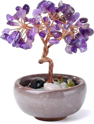 Produktbild von Kristall-Lebensbaum in einer Keramik-Blumentopf – Amethystquarz – Feng Shui Dekoration – fördert innere Ruhe