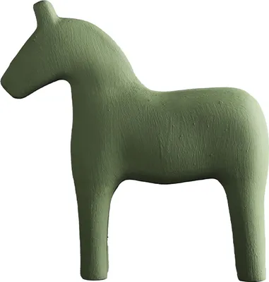 Obrázek produktu pro Holzpferd Figur stabiler Kiefernholz Hand bemalt einfache reine Farbstatue für Familienbürotischtischgrün S