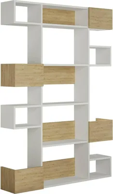Produktbild von Bücherregal Dpiron, Büroregal, Mobiler Buchhalter, Bücherbrett, 120x25h171 cm, Weiß und Eiche