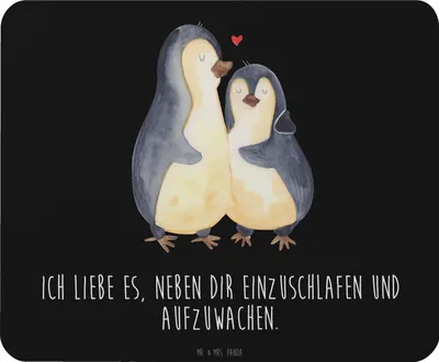 Produktbild von Mr. & Mrs. Panda Mousepad Pinguine Einschlafen - Schwarz - Geschenk, für Männer, Mouse Pad, computermatte, Freundin, Mauspad, laptop, mausteppich, Valentinstag, Partner