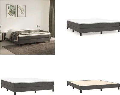 Produktbild von vidaXL Boxspringbett Dunkelgrau 160x200 cm Samt - Boxspringbett - Boxspringbetten - Bett - Schlafzimmermöbel
