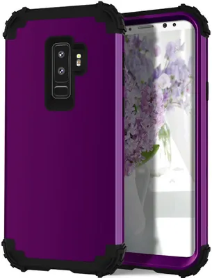 Produktbild von Galaxy S9 Plus Hülle, LaimTop Heavy Duty 3 in 1 Hybrid Hart PC Flexibel TPU Silikon Stossfest Kratzfest Tasche Schutzhülle für Samsung Galaxy S9 Plus Lila