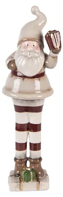Image de Clayre & Eef Figurine de décoration de Noël Père Noël 8x7x23 cm Beige Céramique