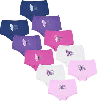 Produktbild von TupTam Unterhosen Mädchen Shorts 10er Pack - Bequeme Unterwäsche für Mädchen aus Baumwolle, Farbe: Shorts / Schmetterling Rosa Lila Grau Dunkelblau, Größe: 104-110