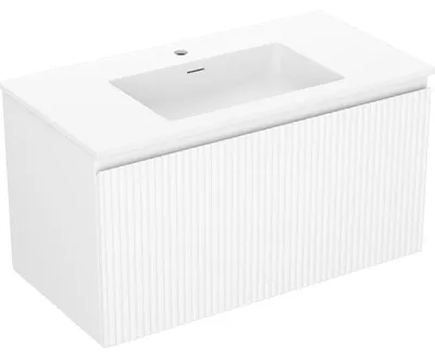 Obrázek produktu pro Mexen Rivel koupelnová skříňka 90 cm s umyvadlem Otis, 1 zásuvka, drážkovaná, bílá matná - 91A20-09047-1-BF01-W18M01