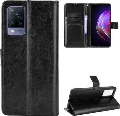 Produktbild von König Design Hülle kompatibel mit Vivo V21 4G / 5G Kunstleder Handyhülle - Handy Case Schwarz