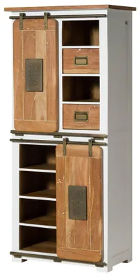 Produktbild von MASSIVMOEBEL24.DE Schrank Mango 80x45x175 weiß lackiert RAILWAY #517