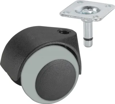 Zdjęcie produktu dla Dörner + Helmer parkiet podwójne kółko 40 mm, czarny plastik, miękka podeszwa TPE