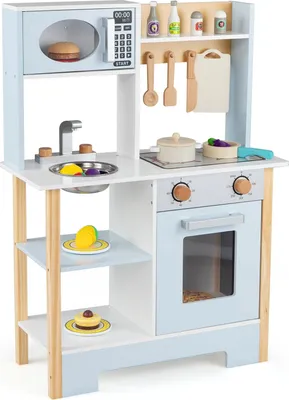 Immagine prodotto di Cucina giocattolo blu per bambini con microonde e lavagna