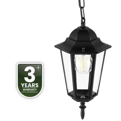 Obrázok produktu pre LUMILED závesné svetlo Vintage vonkajšie závesné svietidlo 230V lucerna nastaviteľná výška čierne hliníkové sklo retro E27 zásuvka pre záhradu IP44