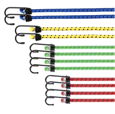 Image de 10x Set d'extenseurs et tendeurs à bagages dans diff. Longueurs pour le camping, la voiture et le vélo - Sangles et élastiques de serrage