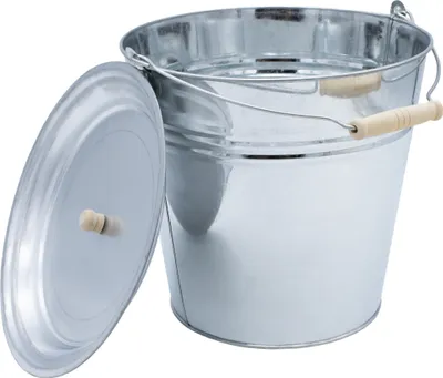 Produktbild von Deko Zinkeimer mit Holzgriff und Deckel - silber / 12 L - Metall Eimer zum Bepflanzen oder Transportieren - Gartendeko Blecheimer Ascheeimer Pflanzeim