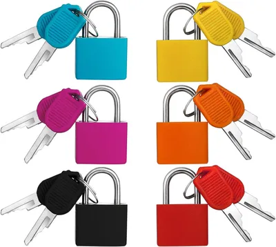 Produktbild von 6Stück Mini Vorhängeschloss mit Schlüssel Set,Bunt Kofferschloss Vorhängeschloß Klein Schloss Sicherheitsschloss Gepäckschloss Schrankschloss tsa schlösser für Tasche Box Reisekoffer Kabinett 6 Farben