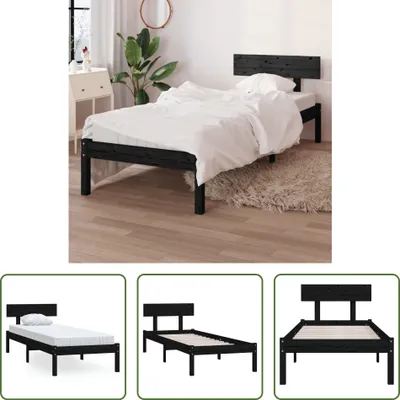 Produktbild von The Living Store Massivholzbett Schwarz 75x190 cm