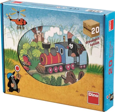 Zdjęcie produktu dla Dino Drewniane klocki obrazkowe Kret środki transportu 20 szt