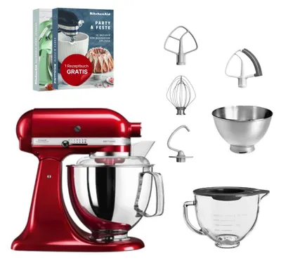 Produktbild von KitchenAid 4,8 L 5KSM175 Artisan Küchenmaschine Glasset mit Glasschüssel Liebesapfel Rot