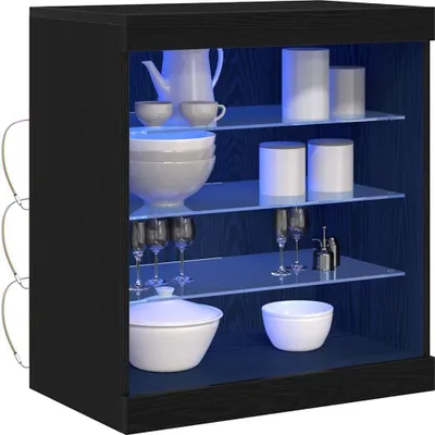 Productafbeelding van LED Sideboard Zwart Eiken 60,5 x 37 x 67 cm Bewerkt hout