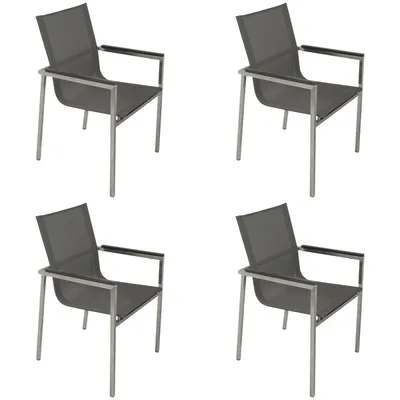 Produktbild von DEGAMO Gartensessel MELBOURNE Edelstahl + Kunstgewebe, stapelbar (4er Set)