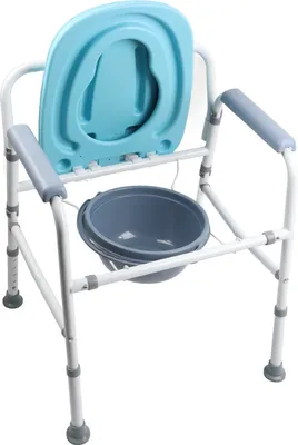 Produktbild von Toilettenstuhl Höhenverstellbar Ergonomische Rückenlehne Klappbar Antirutschenden Nachtstuhl Badehilfen Duschstuhl Nachttisch-Toilettenstuhl