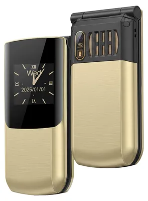 Immagine prodotto di Avizar, cellulare pieghevole 4G con due schermi e tasto SOS, color oro
