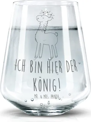 Produktbild von Mr. & Mrs. Panda Glas Lama König - Transparent - Geschenk, Lamas, Trinkgefäß, Trinkglas, Vorgesetzter, Becherglas, Papa, Wasserglas, Mama, Tumbler