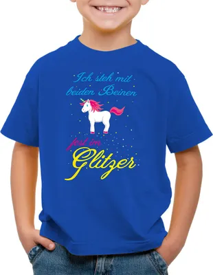 Produktbild von BaumwolleCloud Ich stehe mit beiden Beinen fest im Glitzer Einhorn Kinder T-Shirt Mädchen