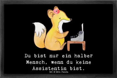 Produktbild von Mr. & Mrs. Panda Schmutzmatte Assistentin Herz 40 x 60 cm - Schwarz - Geschenk, Fussmatte, Türvorleger, Türmatte, fußmatte, Schmutzfangmatte